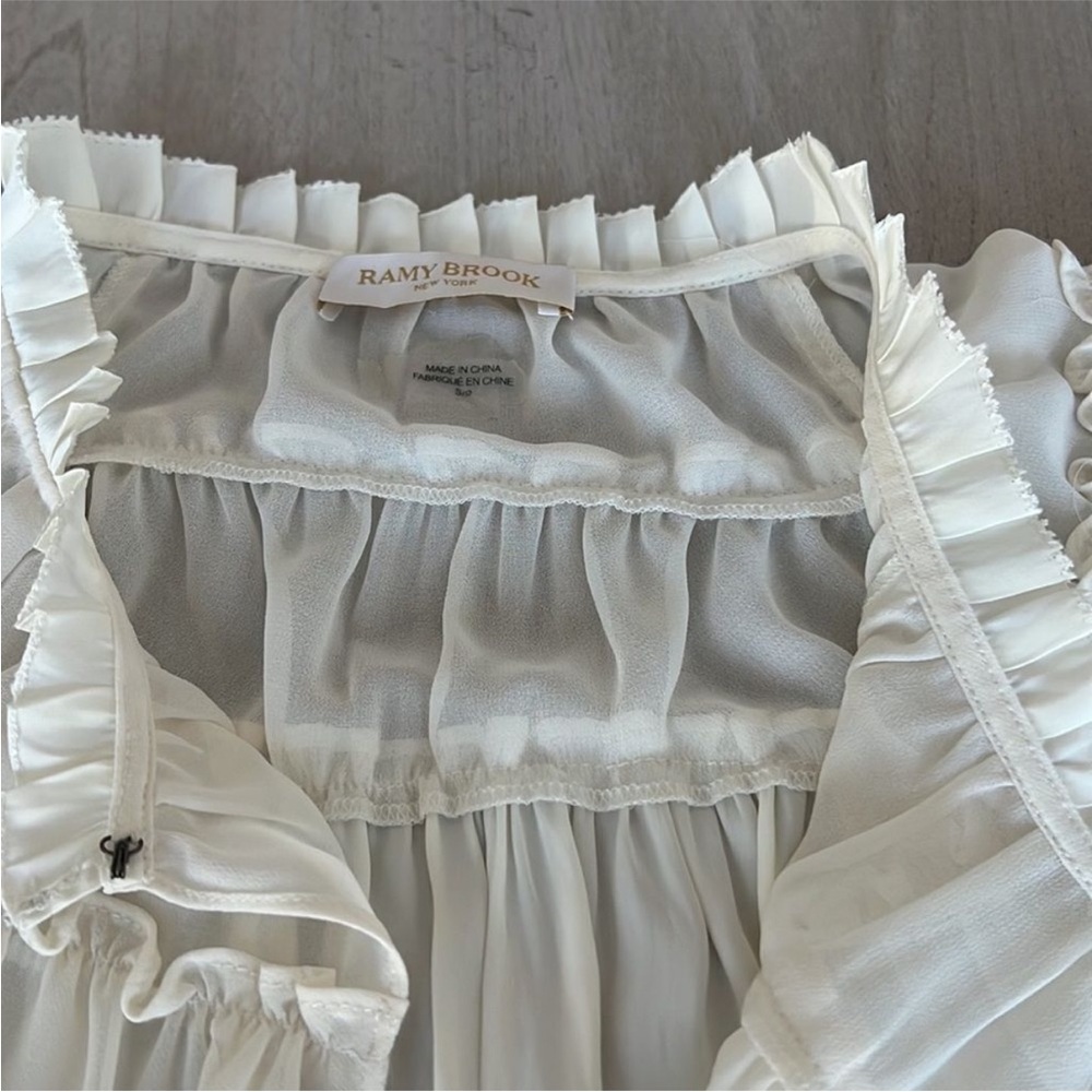 NWOT Ramy Brook Cream Ruffled Blouse - Picture 5 of 8